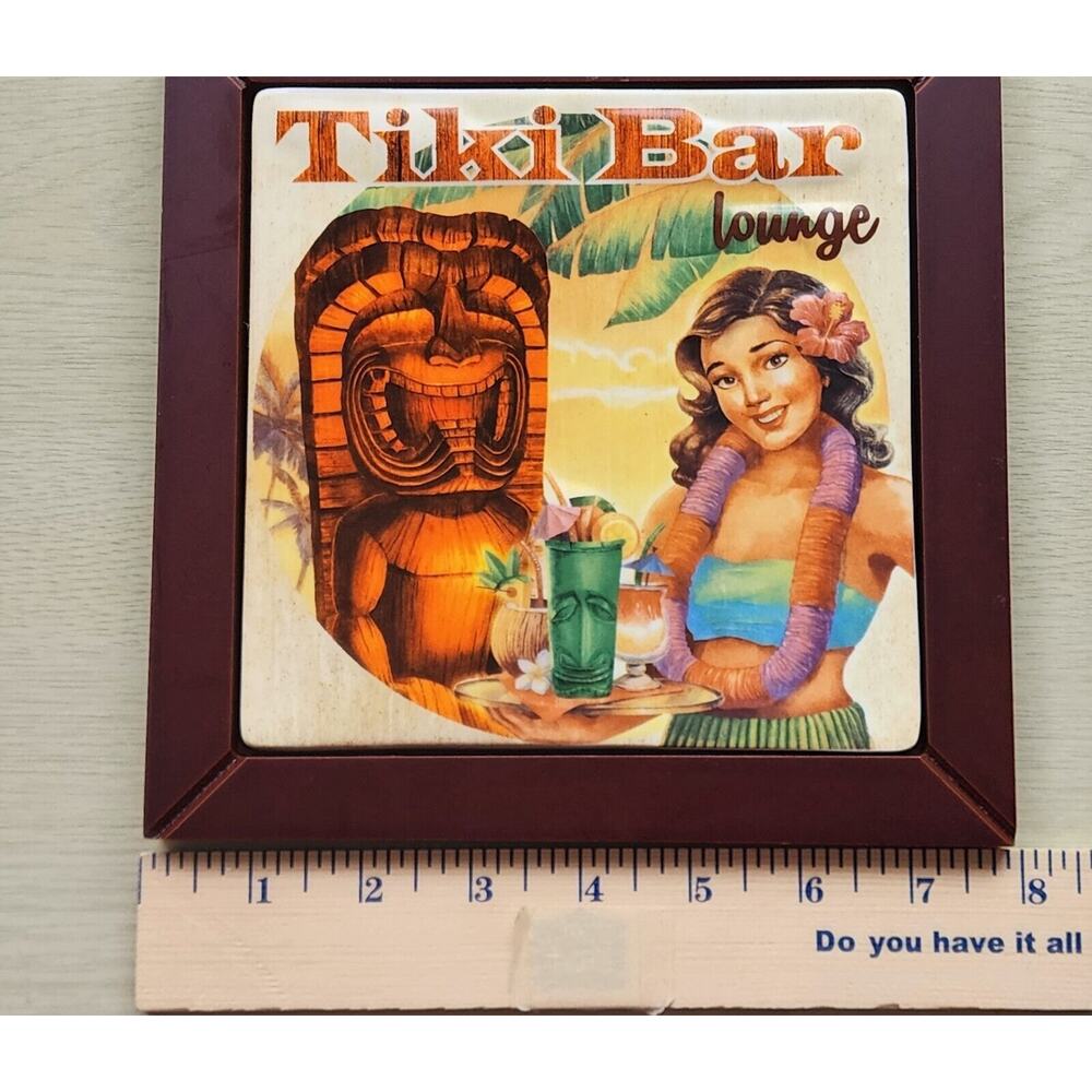 Island Heritage Tiki Bar Lounge Ceramic Tile Wall Art 8x8 Framed Hawaii Decor - Picture 11 of 11